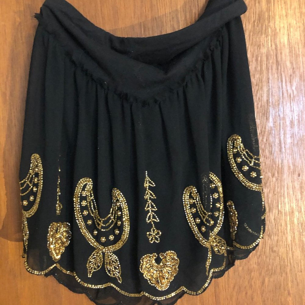 Free People gold beaded skirt